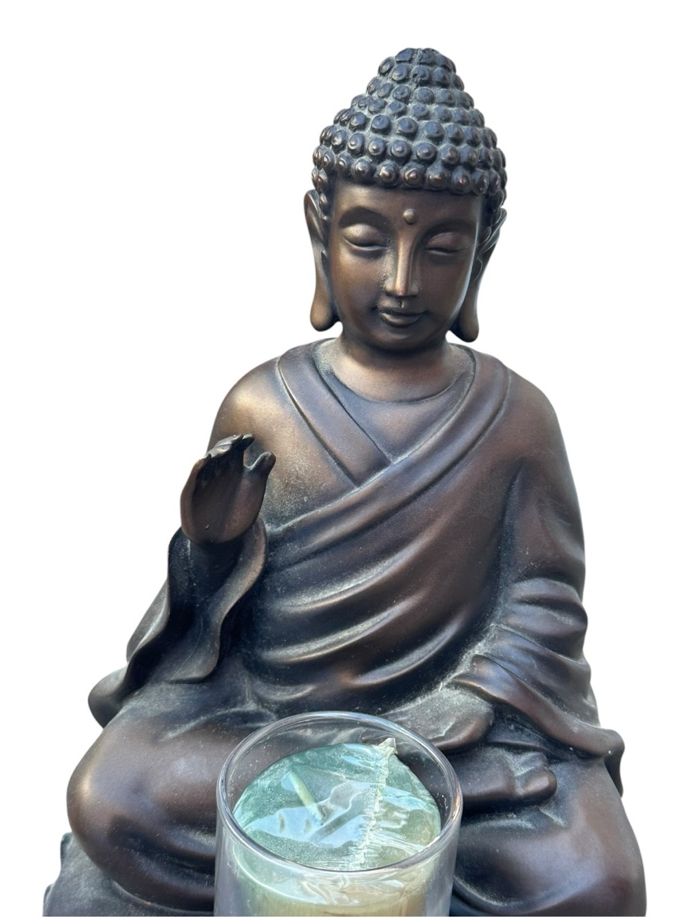 Partylite Buddha Tealight Candle Holder Bronze Meditation Zen Decor 9” - Picture 8 of 9